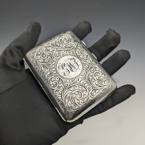 1915 British antique sterling silver cigarette case 70g Joseph Gloster